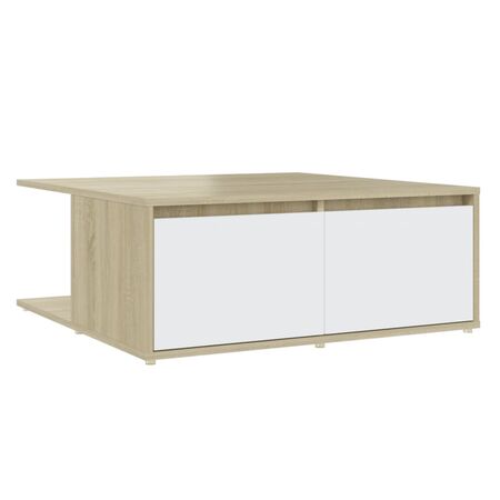  Măsuță de cafea alb și stejar Sonoma 80x80x31 cm lemn prelucrat