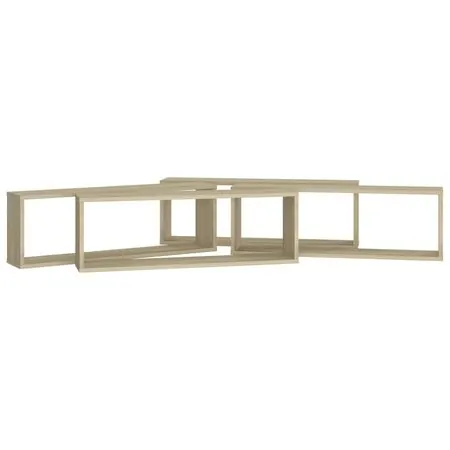  Rafturi de perete cub, 4 buc., stejar sonoma, 80x15x26,5cm lemn