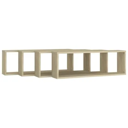  Rafturi de perete cub, 4 buc., stejar sonoma, 80x15x26,5cm lemn