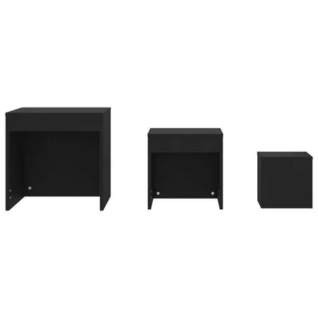  Mese suprapuse, 3 buc., negru, lemn prelucrat