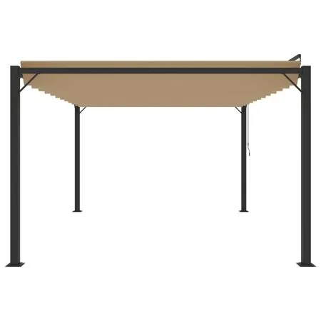  Pavilion cu acoperiș jaluzea gri taupe 3x4 m țesătură&aluminiu