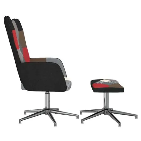  Scaun de relaxare cu taburet, textil, petice