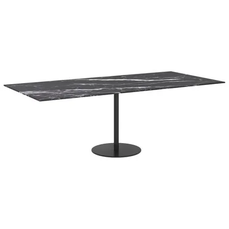  Blat masă negru 100x62 cm 8mm sticlă securizată design marmură