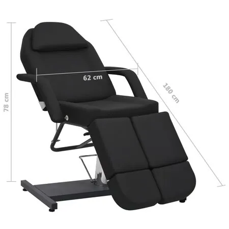  Scaun tratament înfrumusețare, negru, 180x62x78 cm, piele eco
