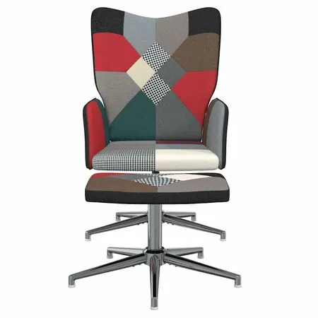  Scaun de relaxare cu taburet, textil, petice