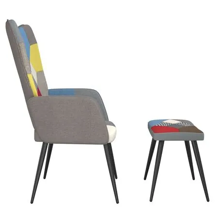  Scaun de relaxare cu taburet, textil, petice