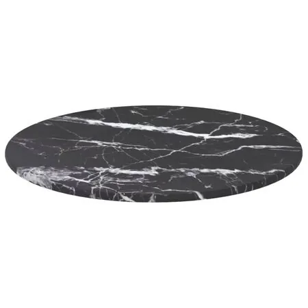  Blat masă, negru, Ø30x0,8 cm, sticlă securizată, design marmură
