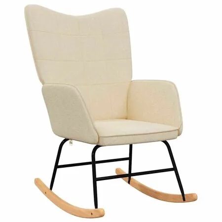  Scaun balansoar cu taburet, crem, textil
