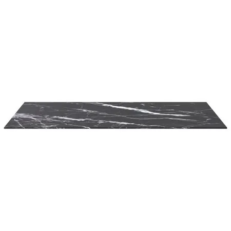  Blat masă negru 100x62 cm 8mm sticlă securizată design marmură