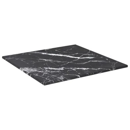  Blat masă negru 30x30 cm 6 mm sticlă securizată design marmură