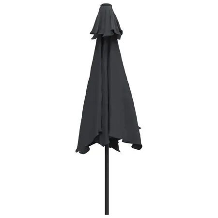  Umbrelă de soare exterior, LED-uri și stâlp oțel, negru, 300 cm