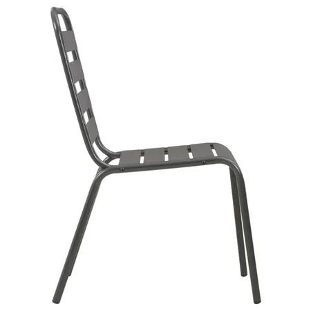  Scaune de exterior, 4 buc., gri închis, oțel, design lamelar