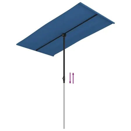  Umbrelă soare de grădină stâlp aluminiu albastru azur 180x110cm