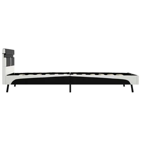  Cadru de pat cu LED, negru, 90 x 200 cm, piele artificială