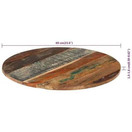  Blat de masă rotund, 60 cm, lemn masiv reciclat, 15-16 mm