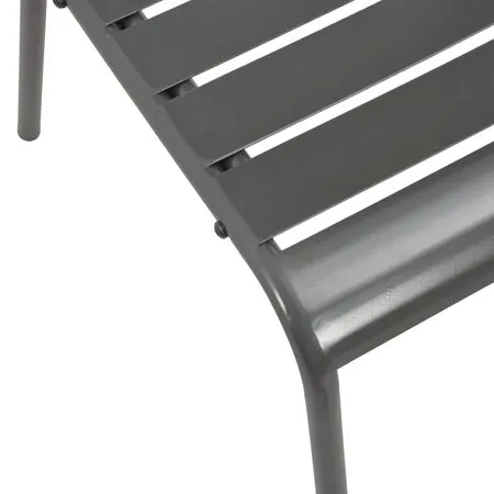  Scaune de exterior, 4 buc., gri închis, oțel, design lamelar
