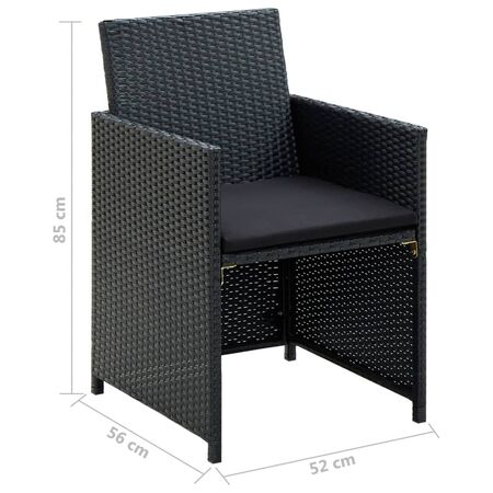  Set mobilier de grădină cu perne, 4 piese, negru, poliratan