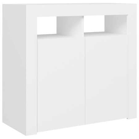  Servantă cu lumini LED, alb, 80x35x75 cm