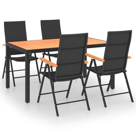  Set mobilier de grădină, 5 piese, negru și maro