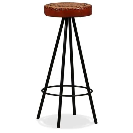  Set de bar 5 piese lemn masiv reciclat, piele naturală și pânză
