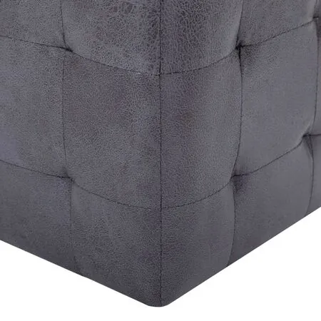  Taburet, 2 buc., gri, 30x30x30 cm, piele întoarsă ecologică