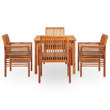  Set mobilier de exterior cu perne 5 piese, lemn masiv de acacia