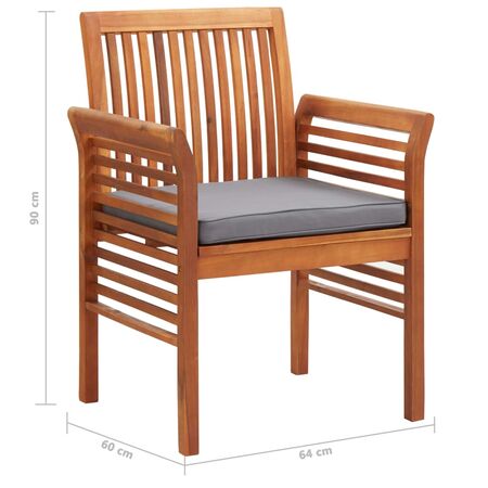  Set mobilier de exterior cu perne 5 piese, lemn masiv de acacia