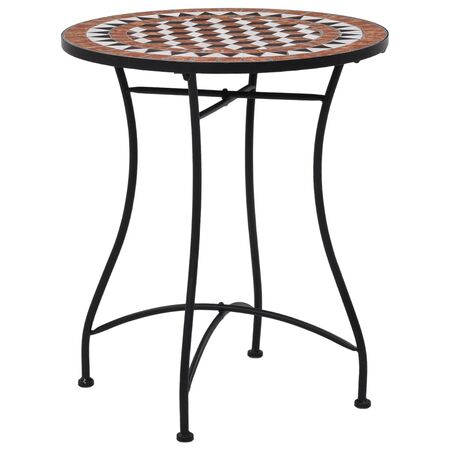  Set de bistro mozaic, 3 piese, cărămiziu, placă ceramică 