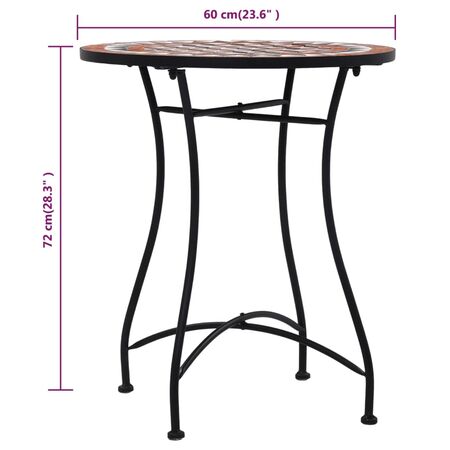  Set de bistro mozaic, 3 piese, cărămiziu, placă ceramică 