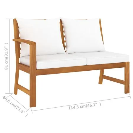  Set mobilier de grădină cu perne crem, 5 piese, lemn de acacia