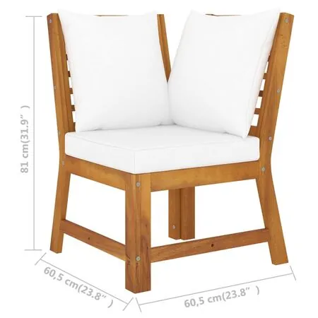  Set mobilier de grădină cu perne crem, 5 piese, lemn de acacia