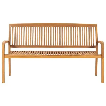  Bancă de grădină stivuibilă cu pernă, 159 cm, lemn masiv tec