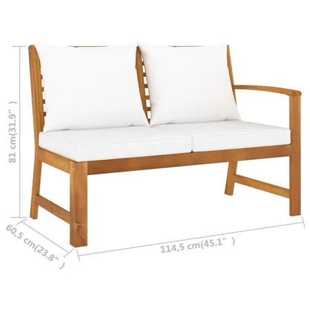  Set mobilier de grădină cu perne crem, 5 piese, lemn de acacia