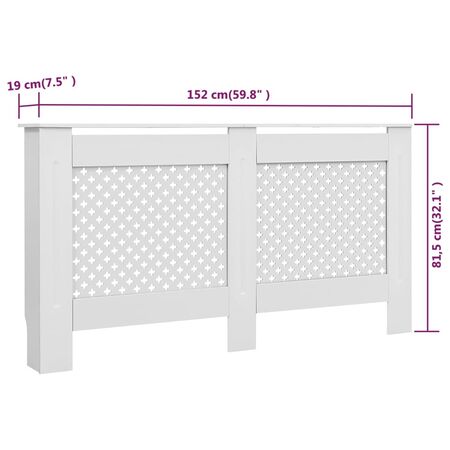 Măști de calorifer, 2 buc., alb, 152 x 19 x 81,5 cm, MDF