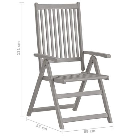  Set mobilier de grădină, 5 piese, gri, lemn masiv de acacia