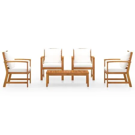  Set mobilier de grădină cu perne, 5 piese, lemn masiv acacia