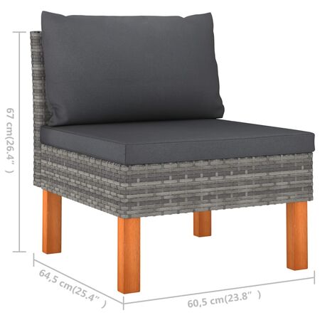  Set mobilier de grădină cu perne, 7 piese, gri, poliratan