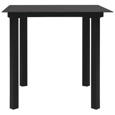  Set mobilier de grădină, 3 piese, negru, sticlă și oțel