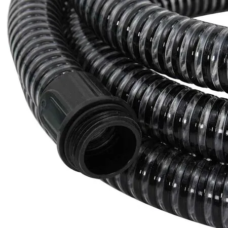  Furtun de aspirație cu racorduri din alamă, negru 1,1" 5 m, PVC