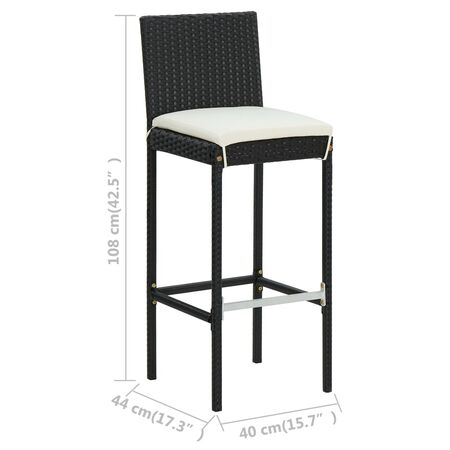  Set mobilier bar de grădină cu perne, 5 piese, negru, poliratan