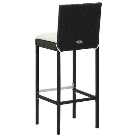  Set mobilier bar de grădină cu perne, 9 piese, negru, poliratan
