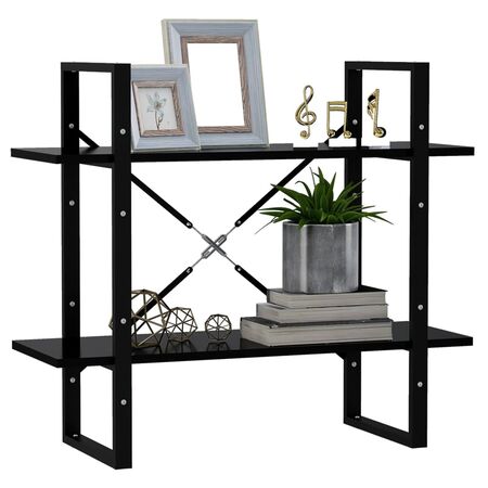  Bibliotecă cu 2 rafturi, negru, 80x30x70 cm, PAL