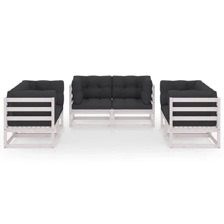  Set mobilier de grădină cu perne, 6 piese, lemn masiv de pin