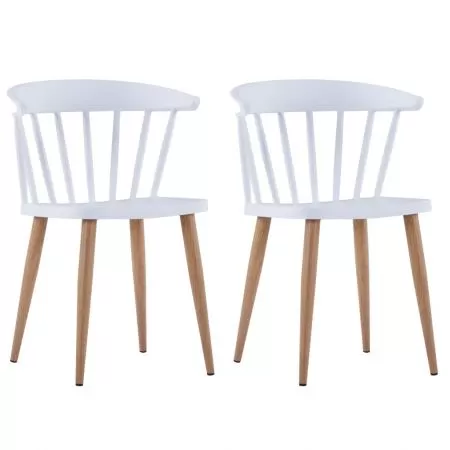 Set 2 bucati scaune de bucatarie, alb, 52 x 47 x 75 cm