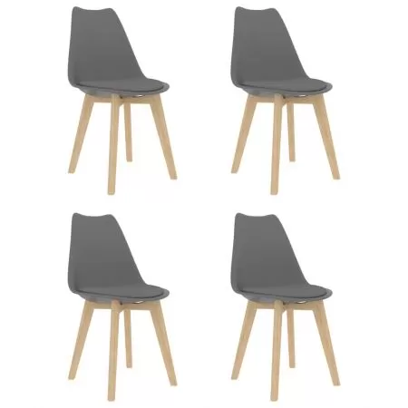  Scaune de bucătărie, 4 buc., gri, plastic