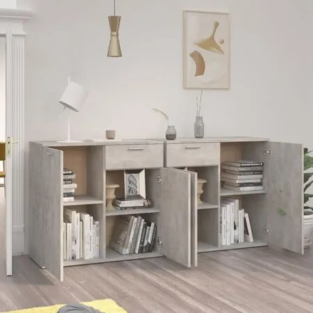  Servantă, gri beton, 160x36x75 cm, lemn prelucrat