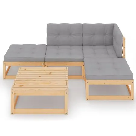  Set mobilier de grădină cu perne, 5 piese, lemn masiv de pin