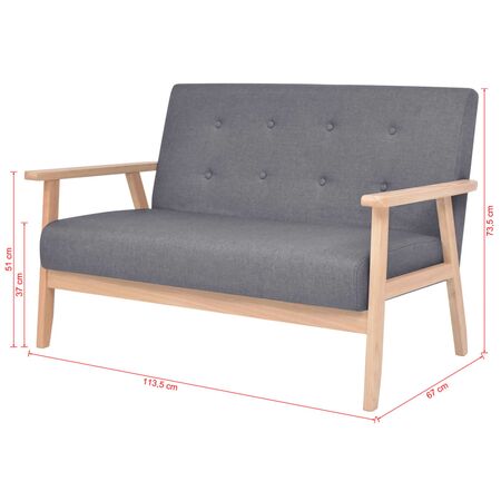  Set cu canapea, 2 piese, material textil, gri închis