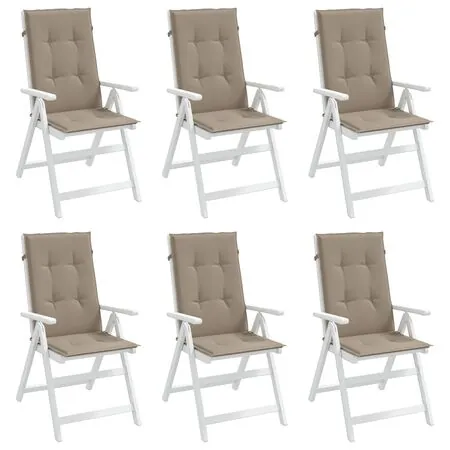  Perne scaun spătar înalt 6 buc., gri taupe, 120x50x3 cm, textil