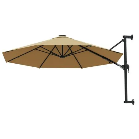  Umbrelă soare montaj pe perete tijă metalică gri taupe 300 cm